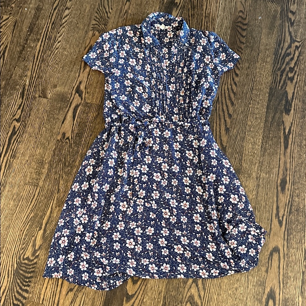 Navy blue dress by ch established 1962. with pink dogwood flowers